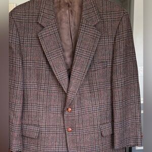 English Manor Men’s Brown Glen Plaid 100% Wool Blazer Sport Jacket 44S
